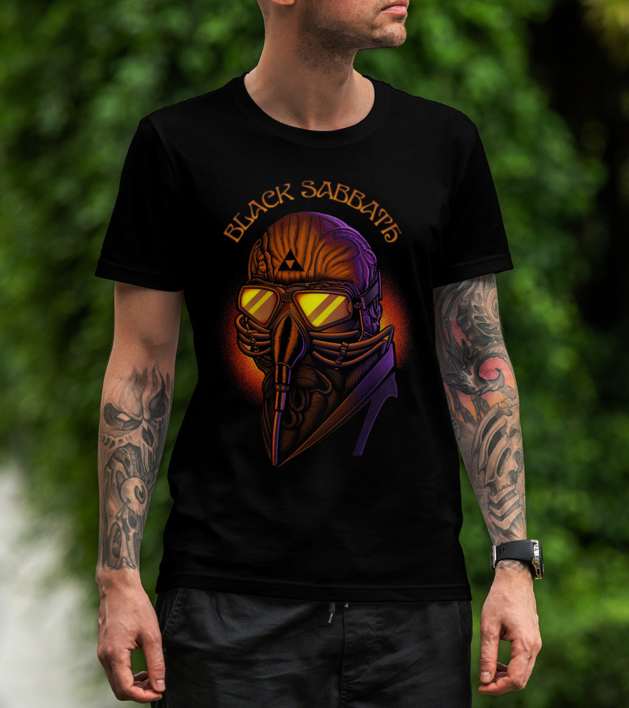 Black Sabbath Plague Doctor Gas Mask Art T-Shirt