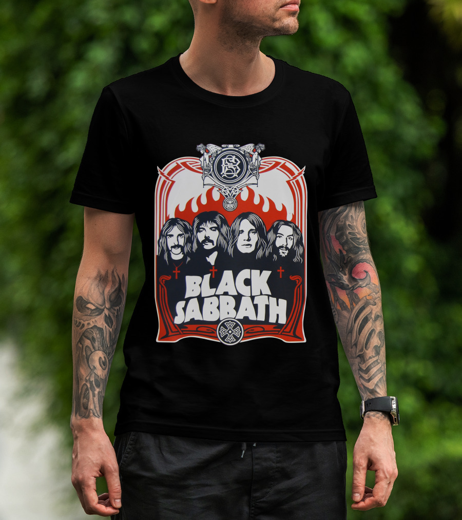 Black Sabbath Vintage Style Band Portrait With Gothic Symbolism T-Shirt