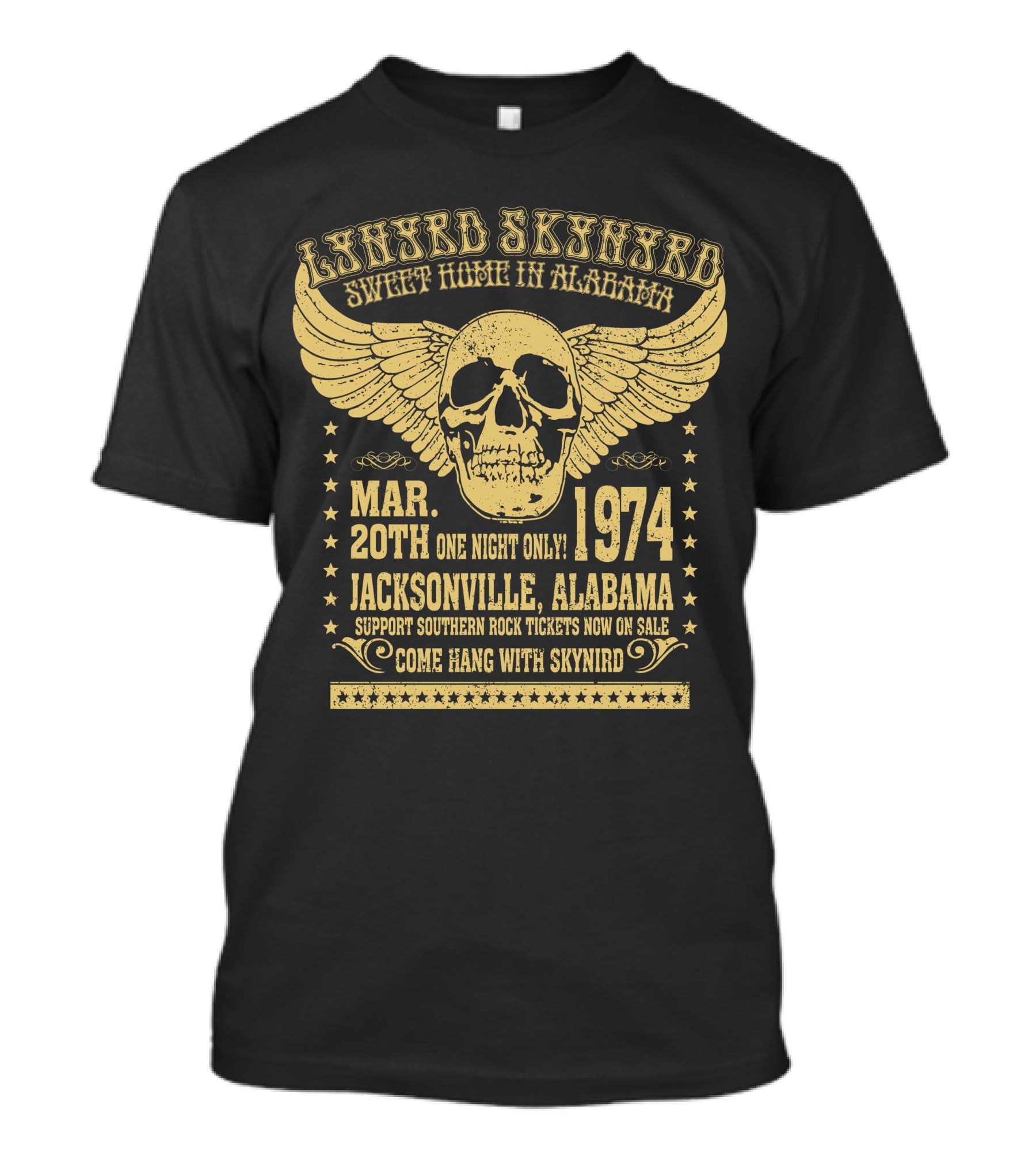 Lynyrd Skynyrd Sweet Home Alabama Mar 20Th 1974 Jacksonville Alabama T-Shirt