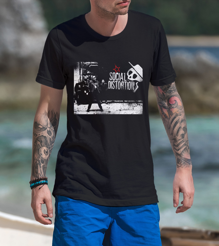Social Distortions Skull Star Cowboy Hat Rebel Group T-Shirt