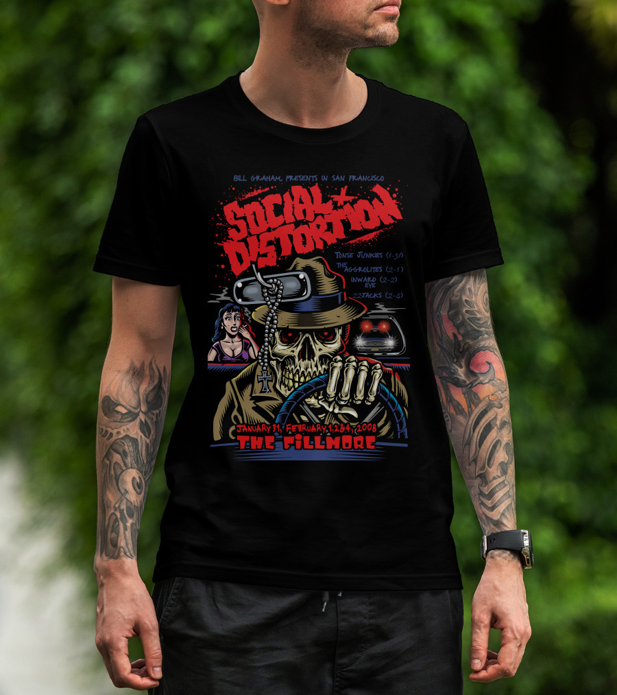 Bill Graham Presents Social Distortion January 31 February 1-2-4 2008 The Fillmore T-Shirt