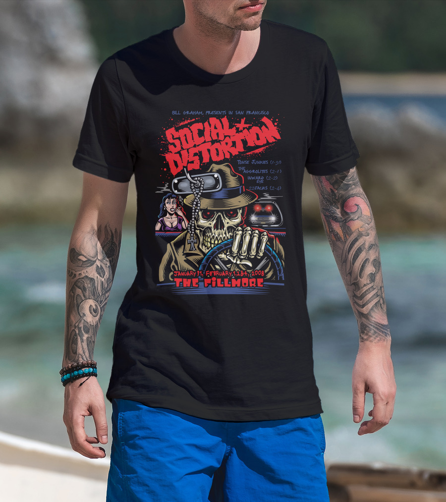 Bill Graham Presents Social Distortion January 31 February 1-2-4 2008 The Fillmore T-Shirt