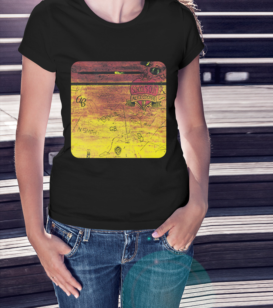 School's Out Alice Cooper Wooden Desk T-Shirt