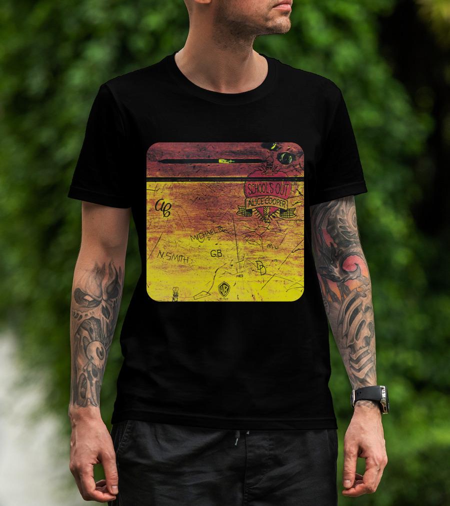 School's Out Alice Cooper Wooden Desk T-Shirt