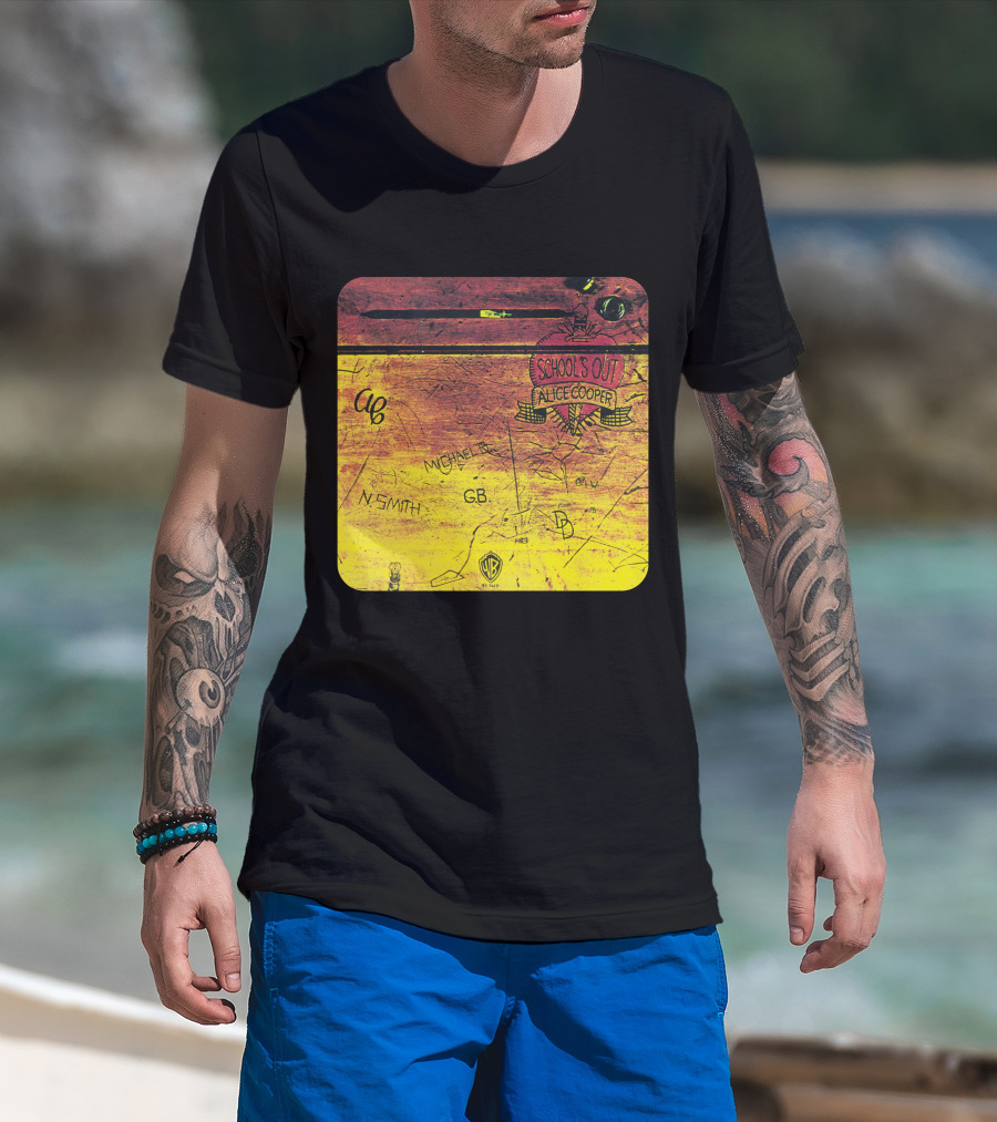 School's Out Alice Cooper Wooden Desk T-Shirt