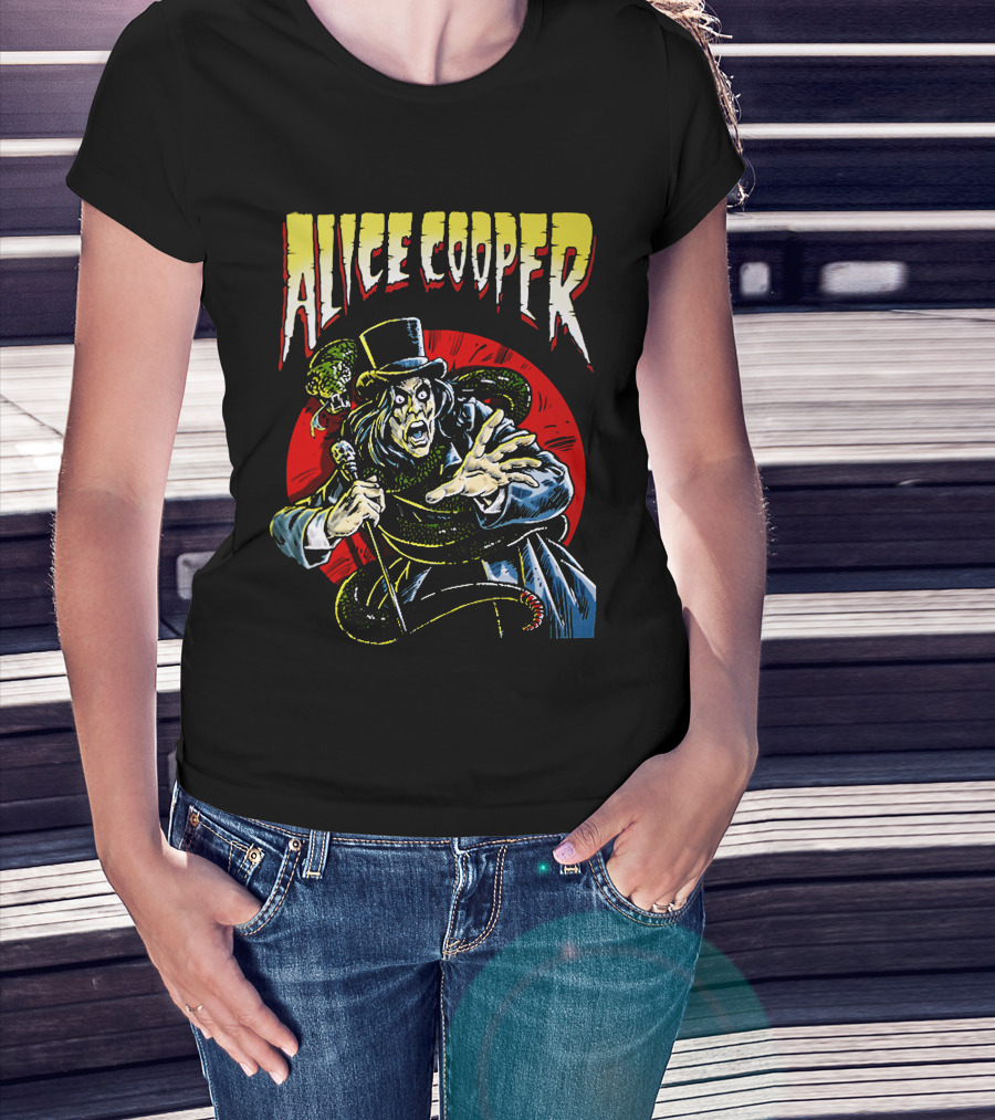 Alice Cooper Horror Snake Red Circle T-Shirt