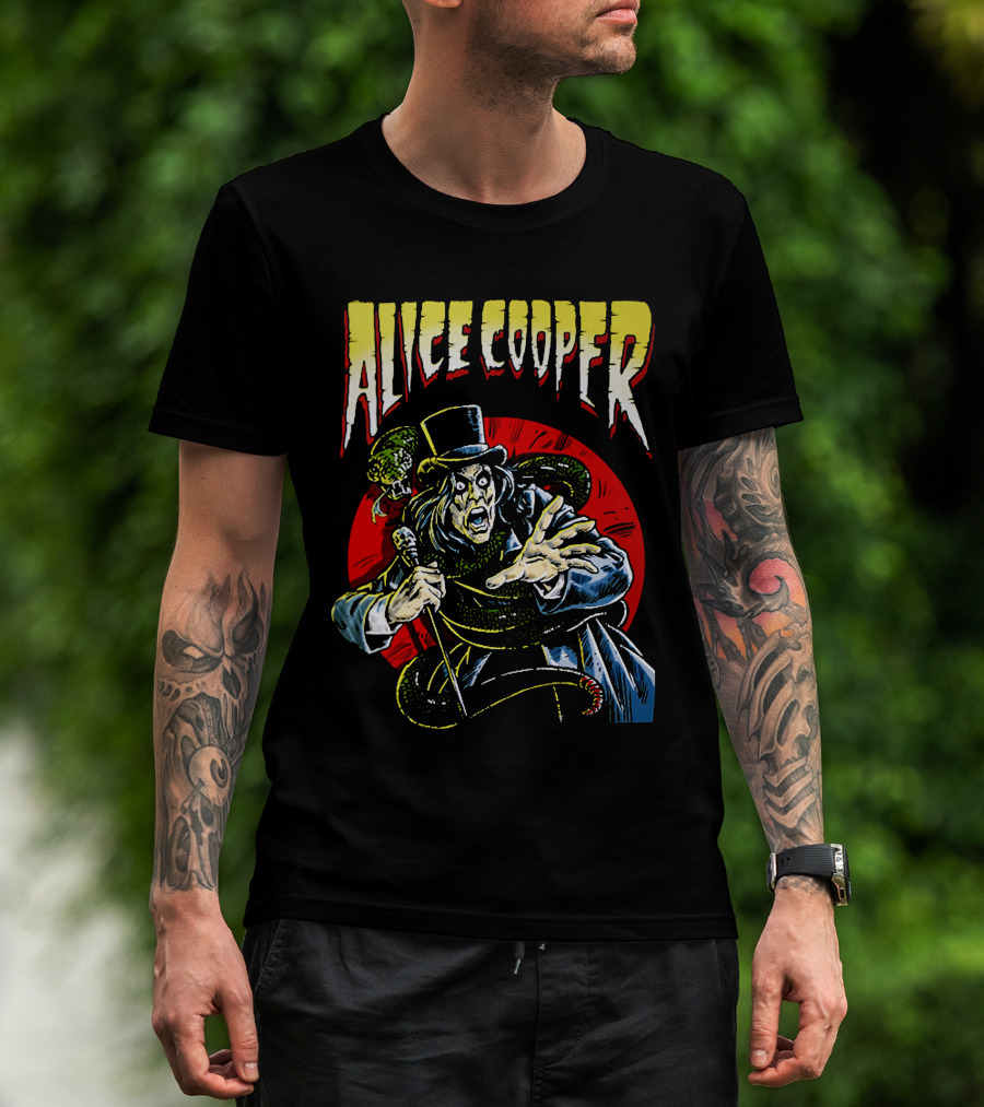 Alice Cooper Horror Snake Red Circle T-Shirt