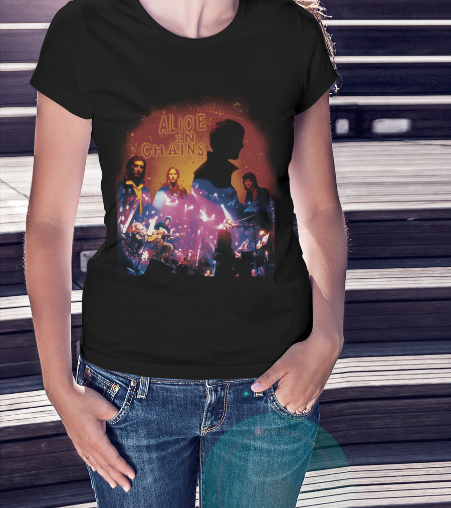 Alice In Chains Band Silhouette Concert Performance Collage T-Shirt
