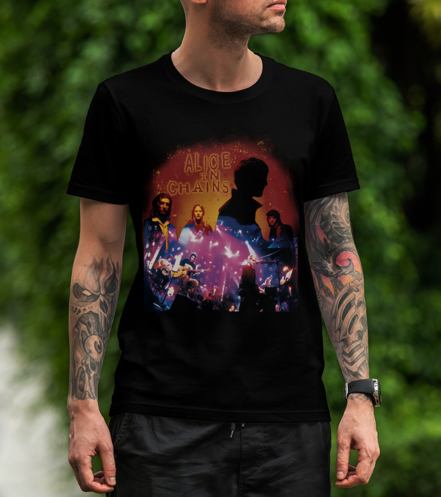 Alice In Chains Band Silhouette Concert Performance Collage T-Shirt