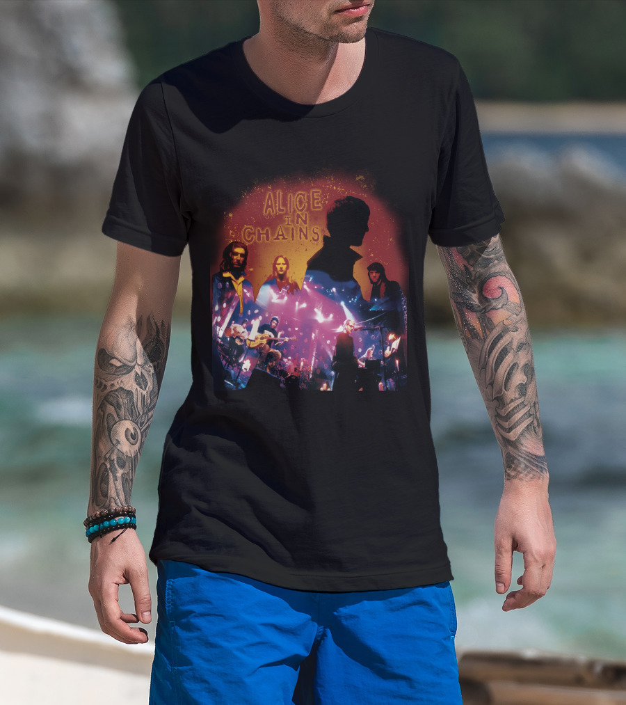 Alice In Chains Band Silhouette Concert Performance Collage T-Shirt