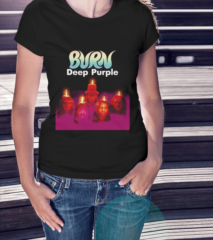 Burn Deep Purple Candle Faces T-Shirt