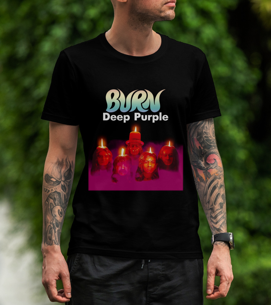 Burn Deep Purple Candle Faces T-Shirt