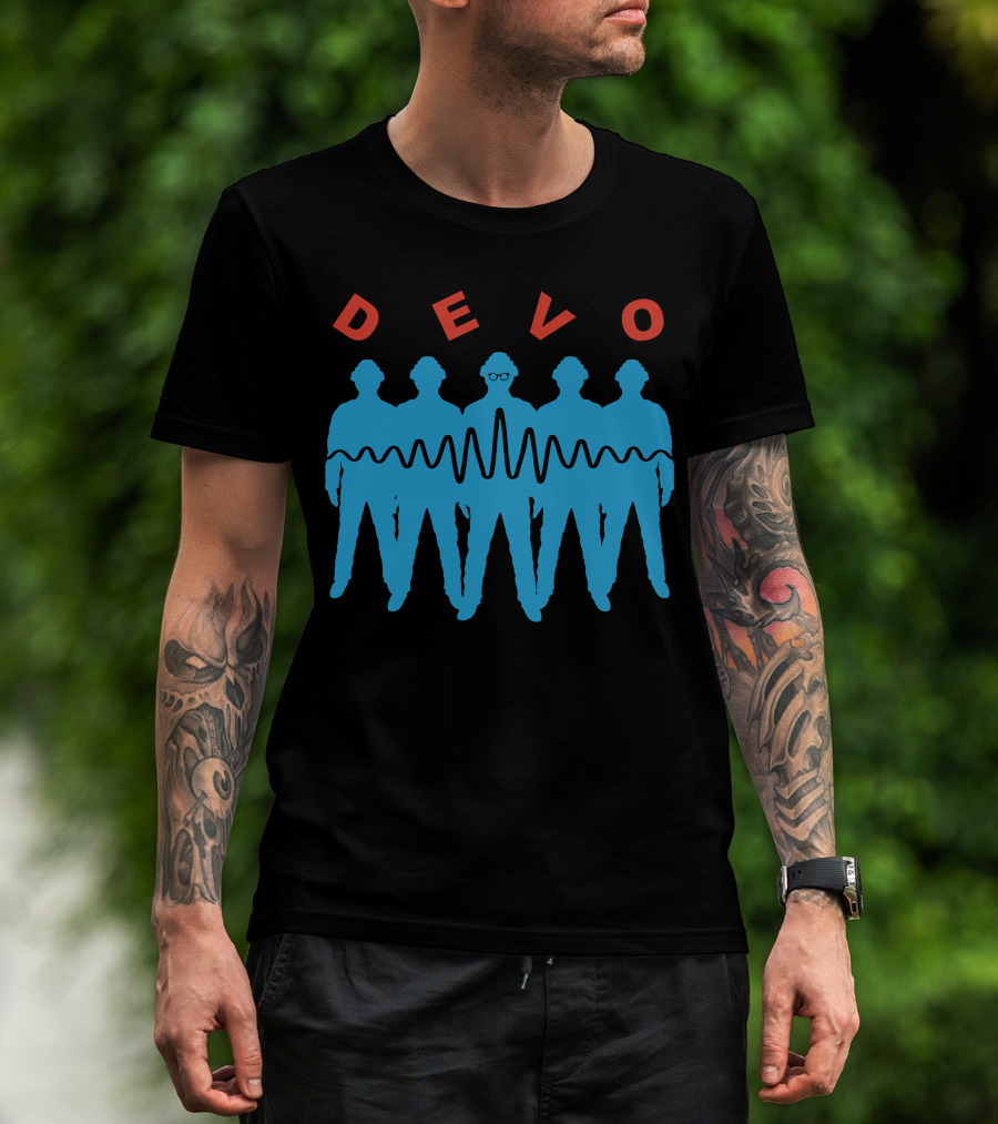 Devo Band Silhouette And Waveform T-Shirt