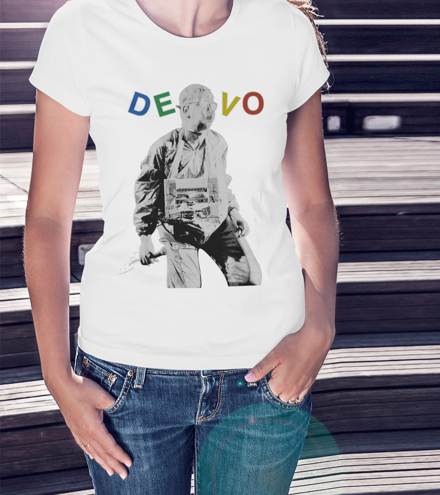 Devo Man With Jacket And Guitar T-Shirt