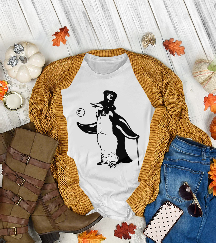 Penguin With Top Hat And Cane Flm T-Shirt