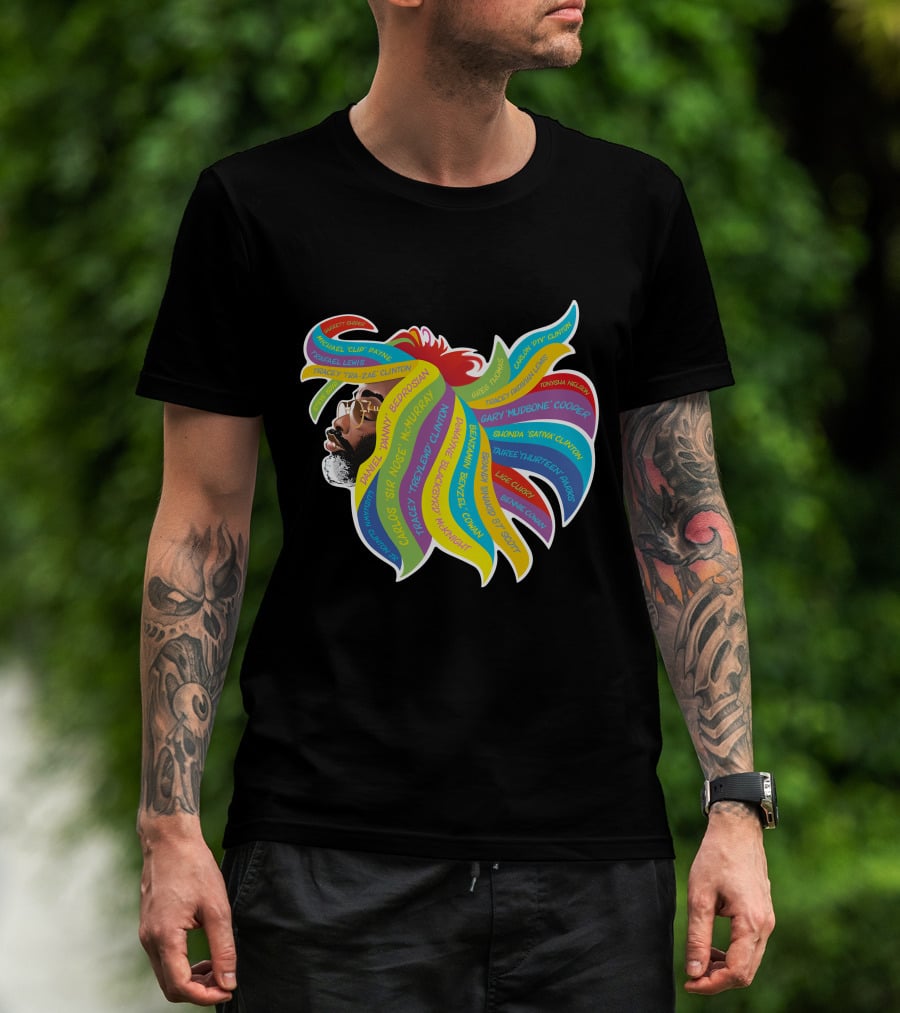 Psychedelic Funk Portrait With Bootsy Collins Dr. Funkenstein References In Vibrant Afro  Colors T-Shirt