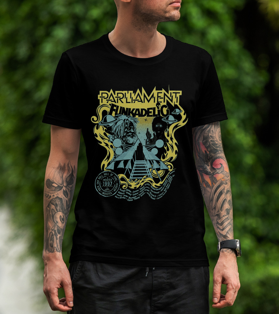 Parliament Funkadelic Rock And Roll Hall Of Fame Inductee 1997 Space Themed T-Shirt