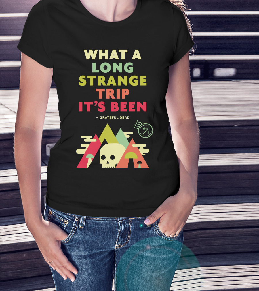 What A Long Strange Trip It's Been Grateful Dead Mountains And Skull T-Shirt