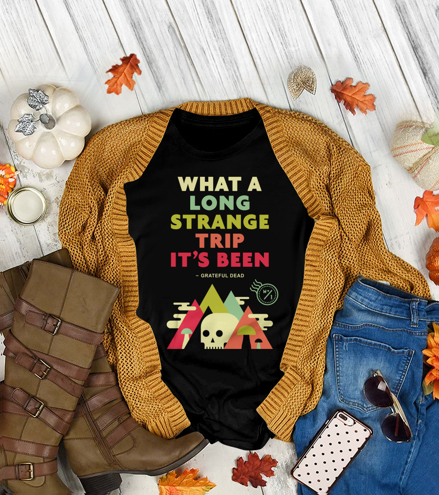 What A Long Strange Trip It's Been Grateful Dead Mountains And Skull T-Shirt
