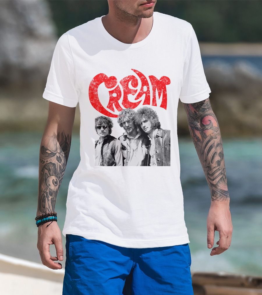 Cream Band Vintage Photo With Red T-Shirt