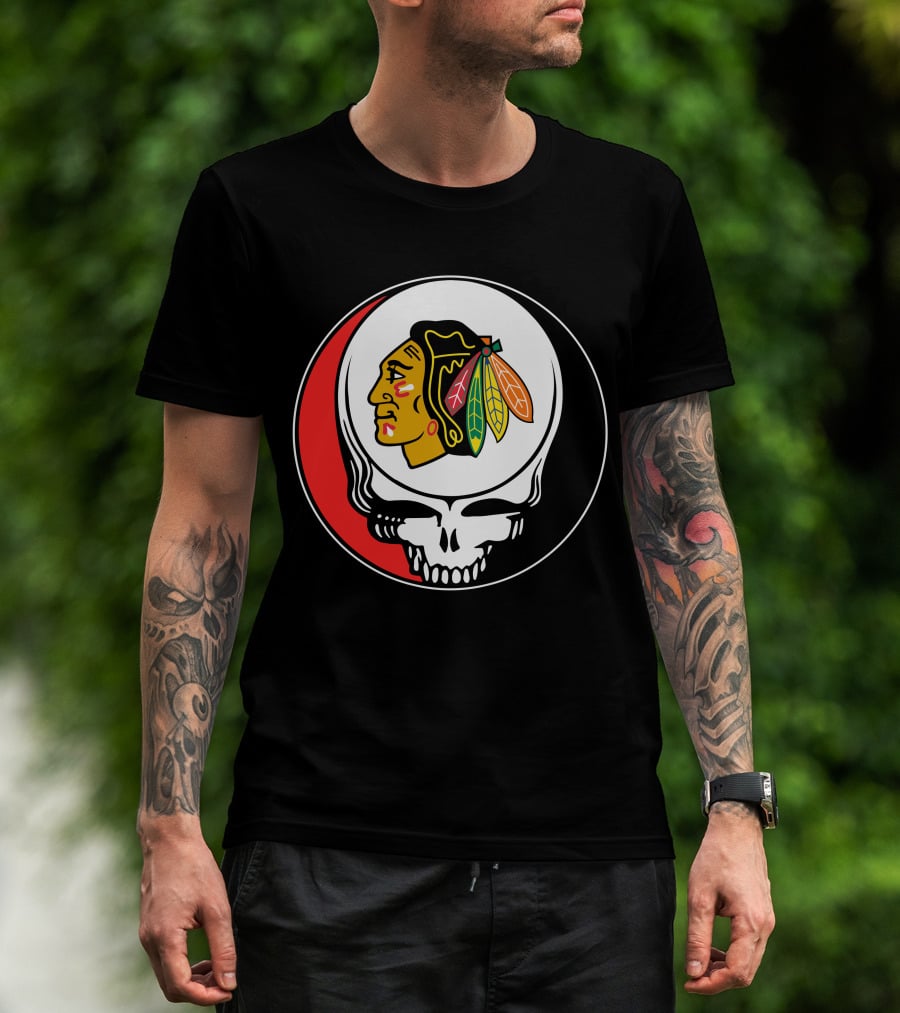 Chicago Blackhawks Grateful Dead Skull T-Shirt
