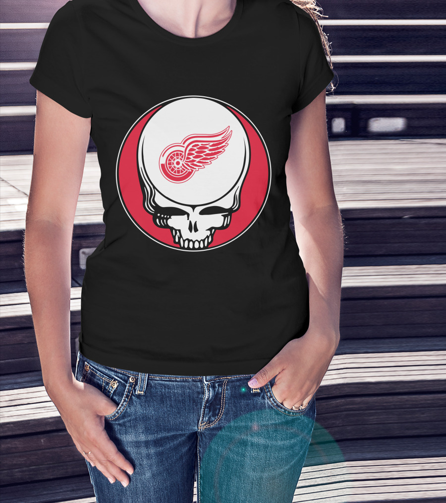 Detroit Red Wings Grateful Dead Skull T-Shirt