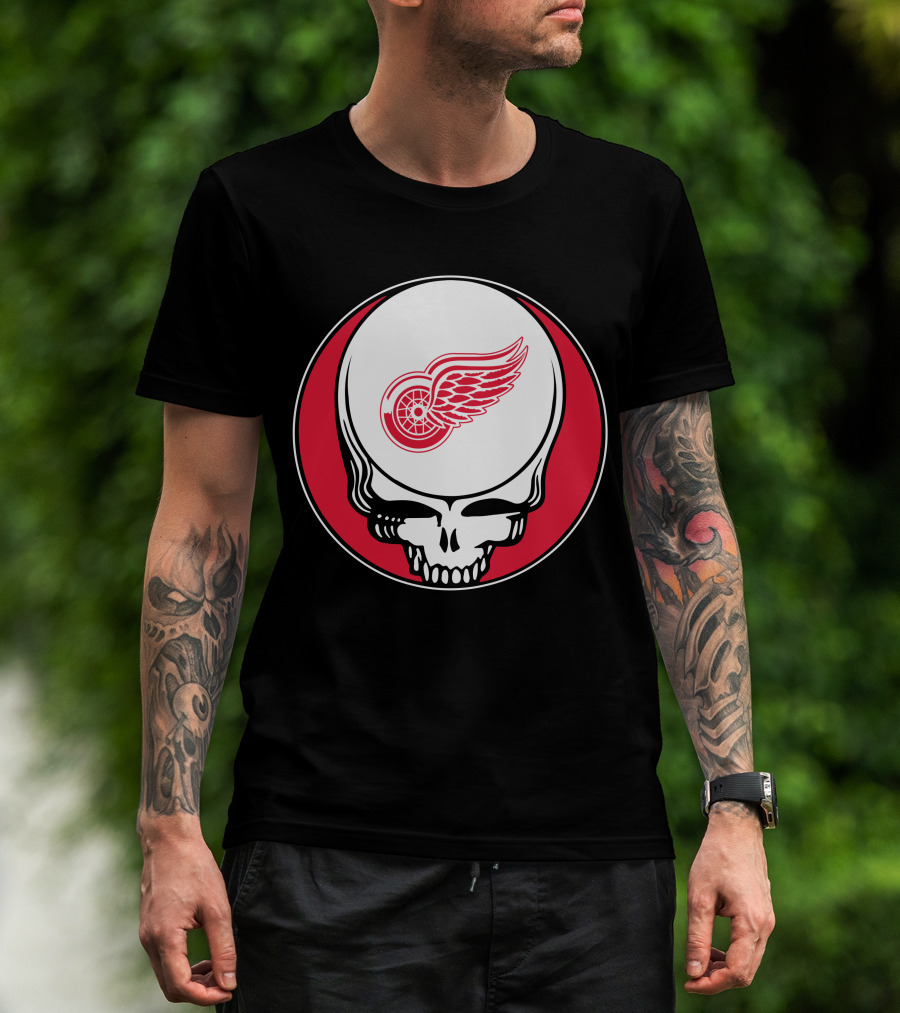 Detroit Red Wings Grateful Dead Skull T-Shirt