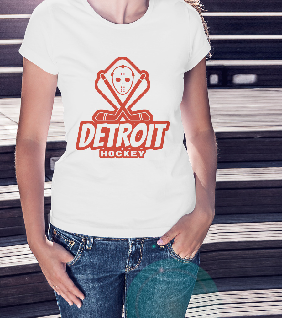 Detroit Hockey Mask And Crossed Sticks T-Shirt