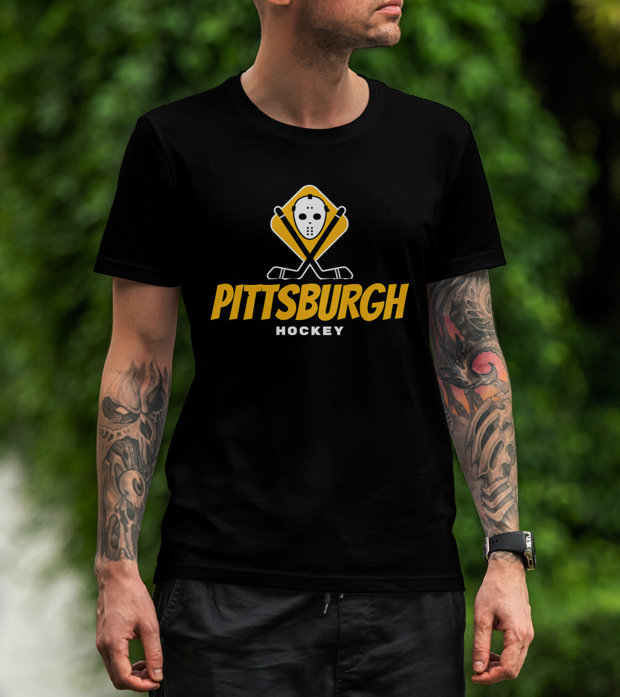 Pittsburgh Hockey Mask And Crossed Sticks T-Shirt