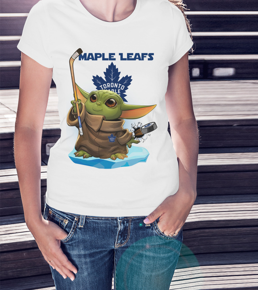 Baby Yoda Toronto Maple Leafs Hockey Fan T-Shirt