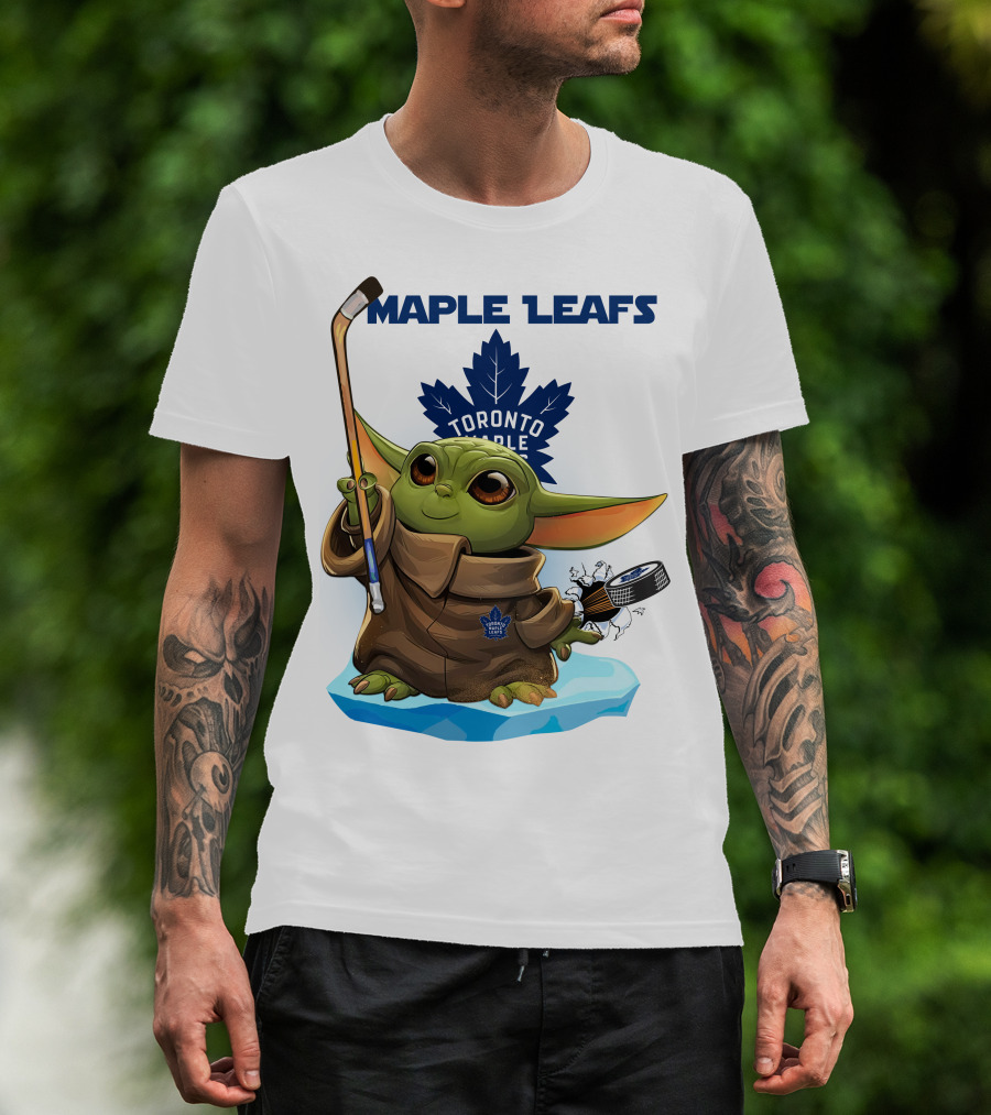 Baby Yoda Toronto Maple Leafs Hockey Fan T-Shirt