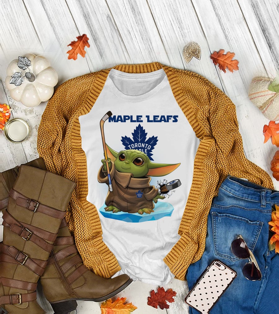 Baby Yoda Toronto Maple Leafs Hockey Fan T-Shirt