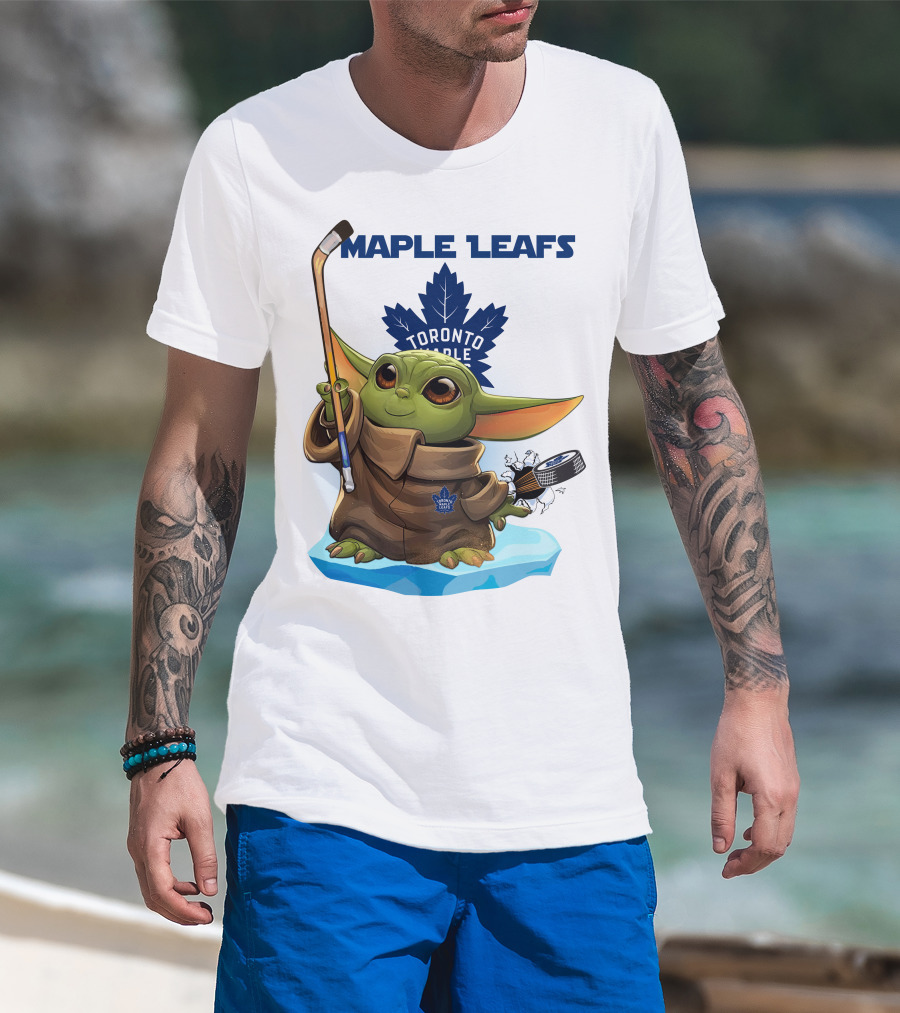 Baby Yoda Toronto Maple Leafs Hockey Fan T-Shirt