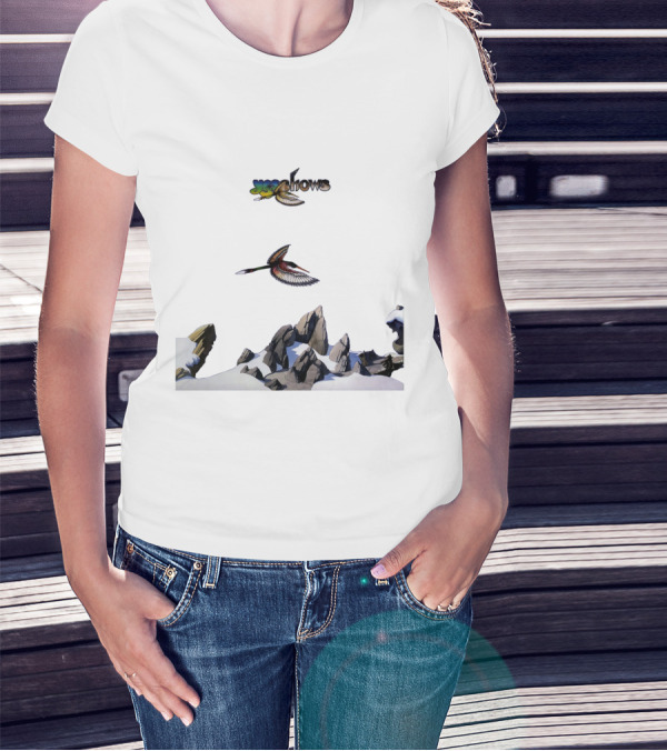 Yes W Flock Of Birds Over Snowy Mountain Peaks T-Shirt