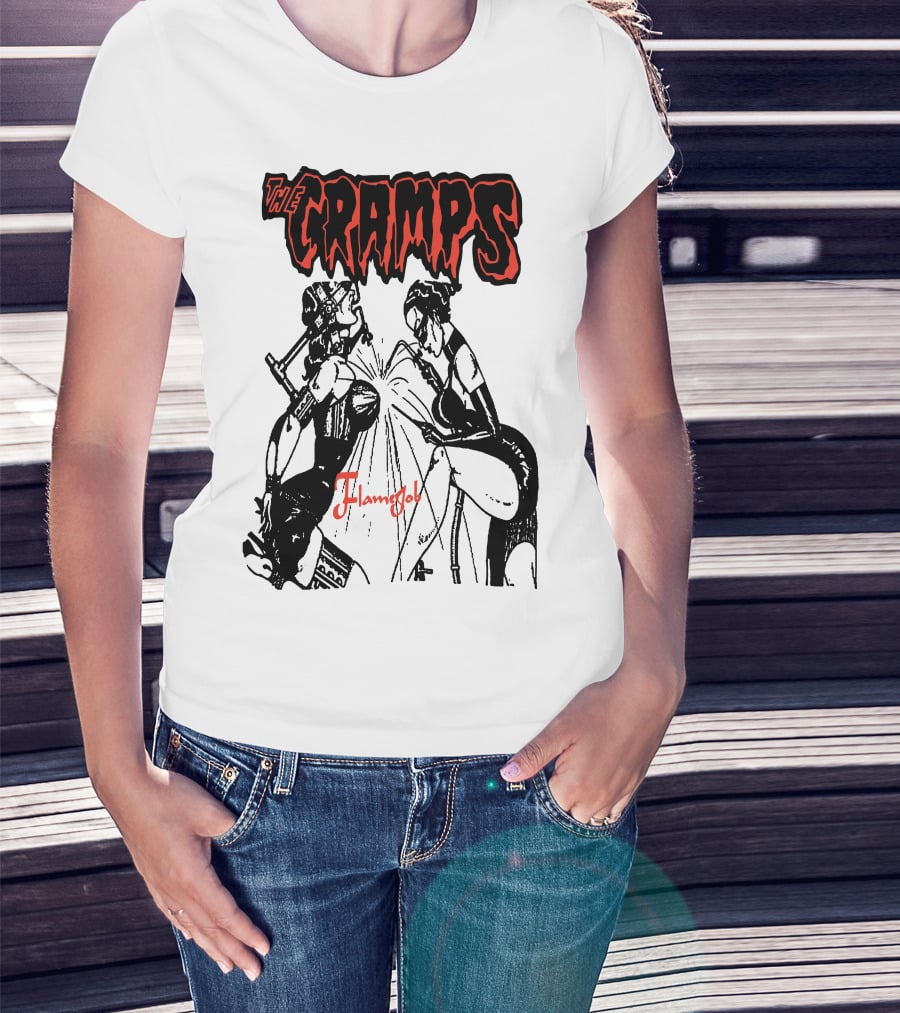 The Cramps Flamejob Artwork Kneeling Figures T-Shirt