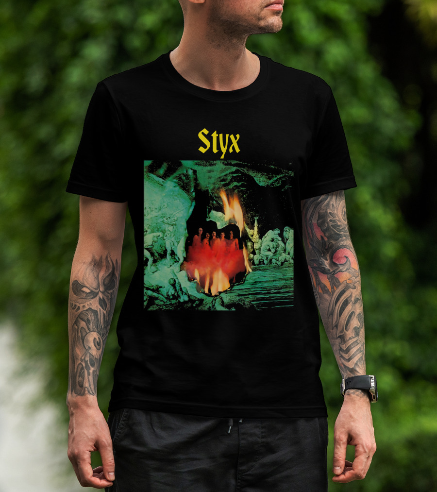 Styx Gothic Fantasy Art With Fire And Figures T-Shirt