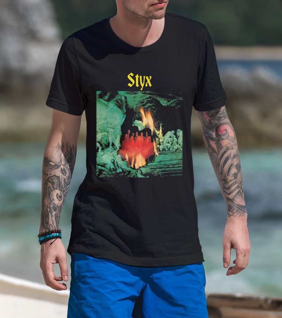 Styx Gothic Fantasy Art With Fire And Figures T-Shirt