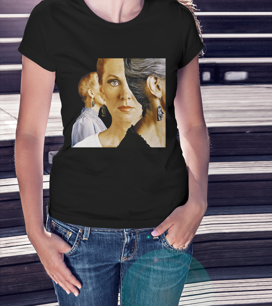 Dramatic Portrait Faces With Bold Earrings And Elegant Hairstyle T-Shirt