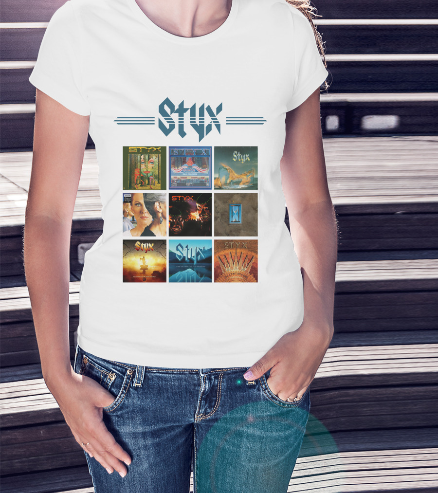 Styx Album Covers Compilation Featuring Iconic Band Art T-Shirt