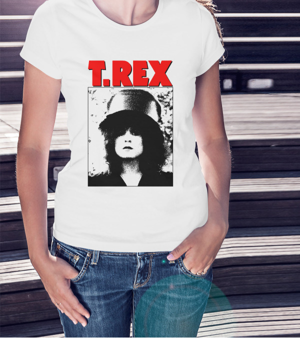 T. Rex Iconic Red Text With Black And White T-Shirt