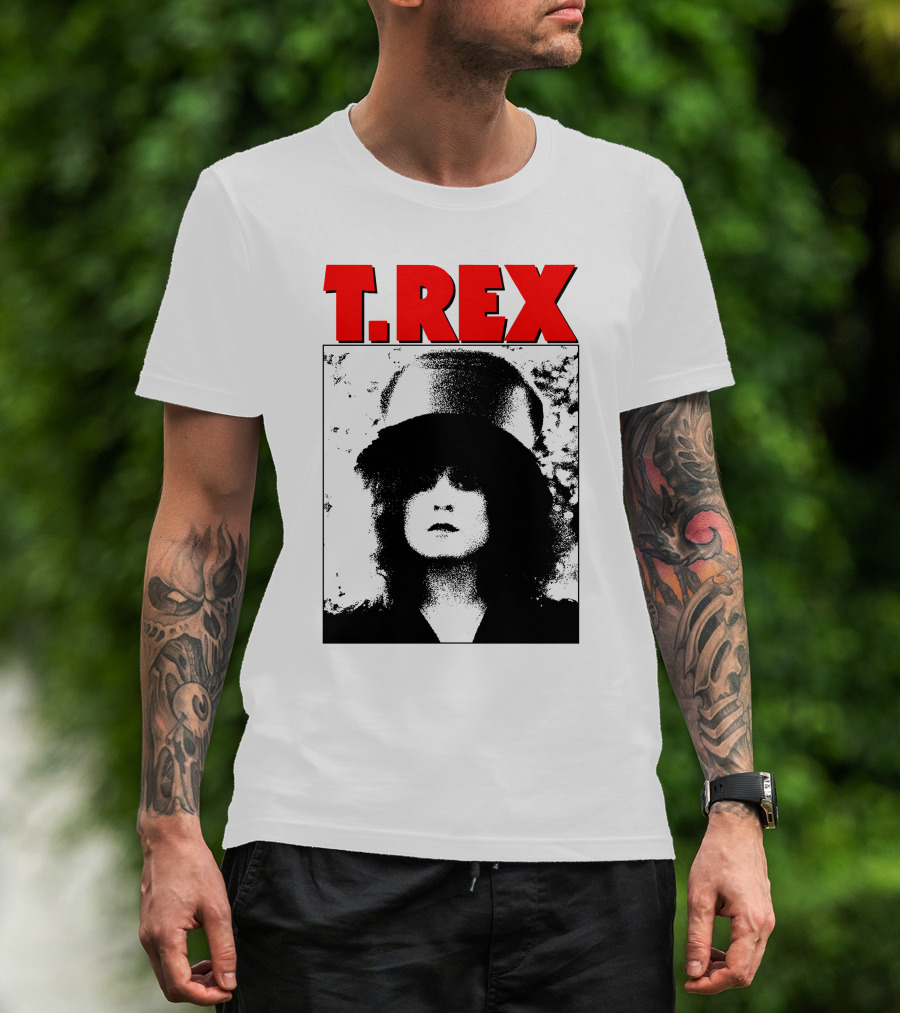 T. Rex Iconic Red Text With Black And White T-Shirt