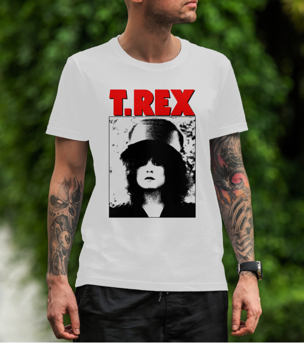 T. Rex Iconic Red Text With Black And White T-Shirt