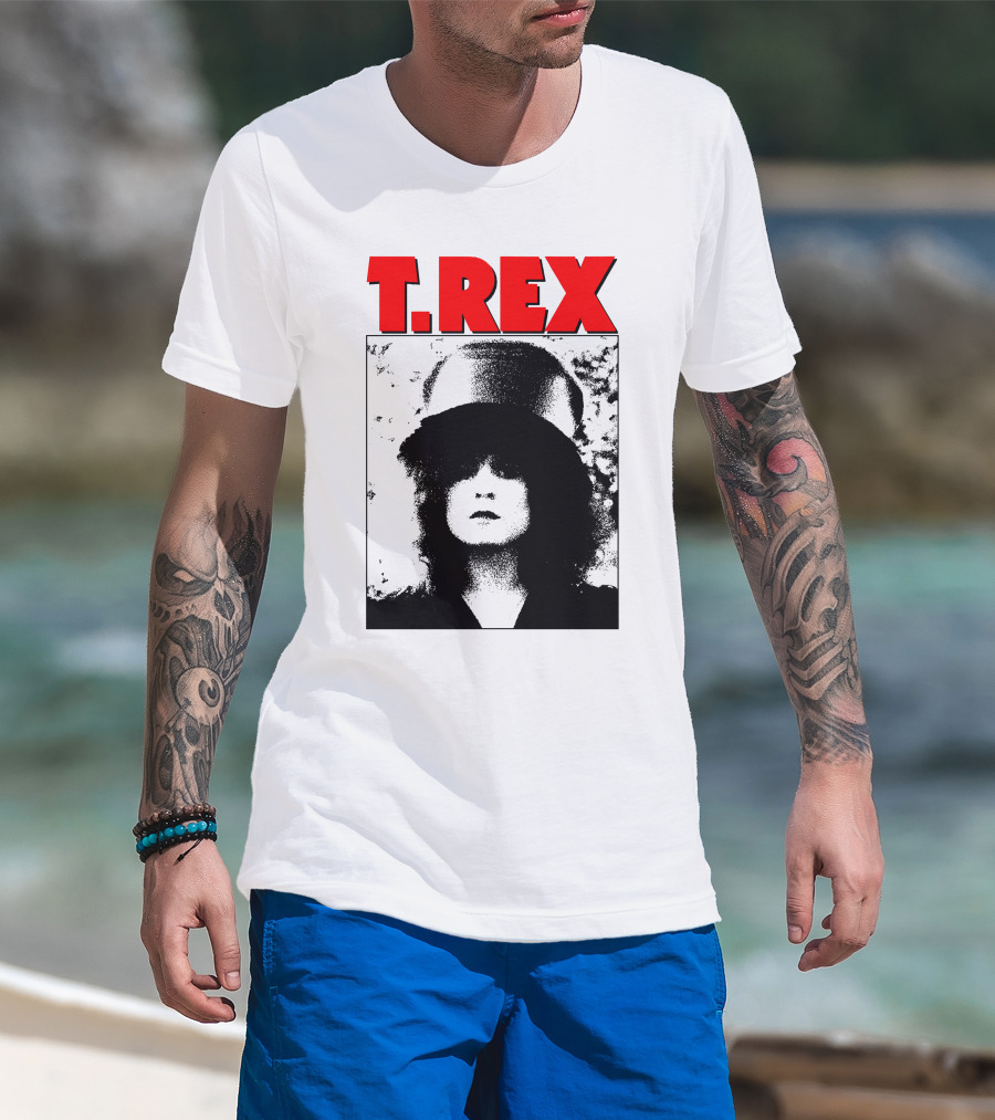 T. Rex Iconic Red Text With Black And White T-Shirt