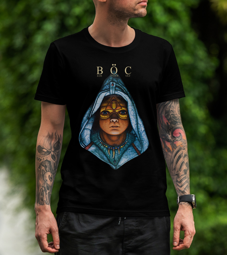 Böc Blue Öyster Cult Hooded Figure Art T-Shirt