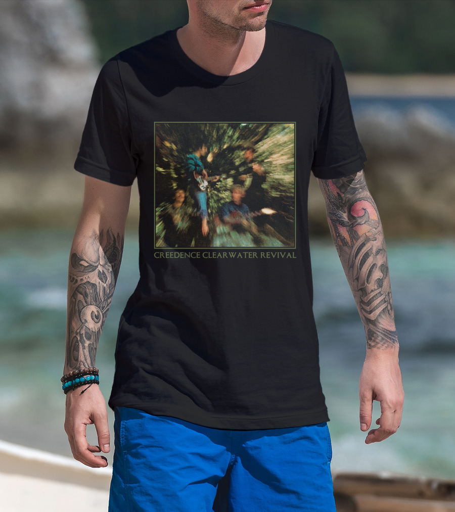 Creedence Clearwater Revival Band Members Blurred Forest Photo T-Shirt
