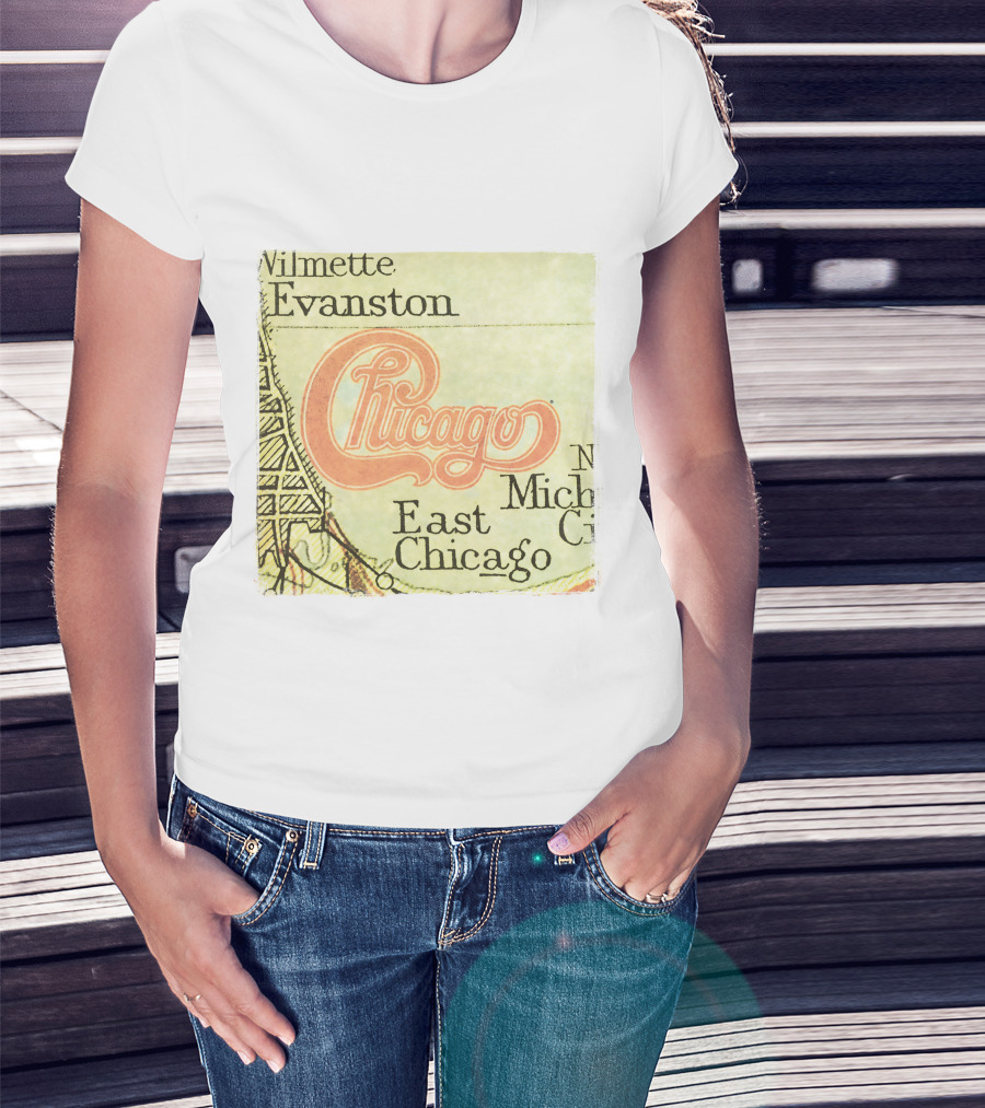Chicago Map With Wilmette Evanston East Chicago T-Shirt