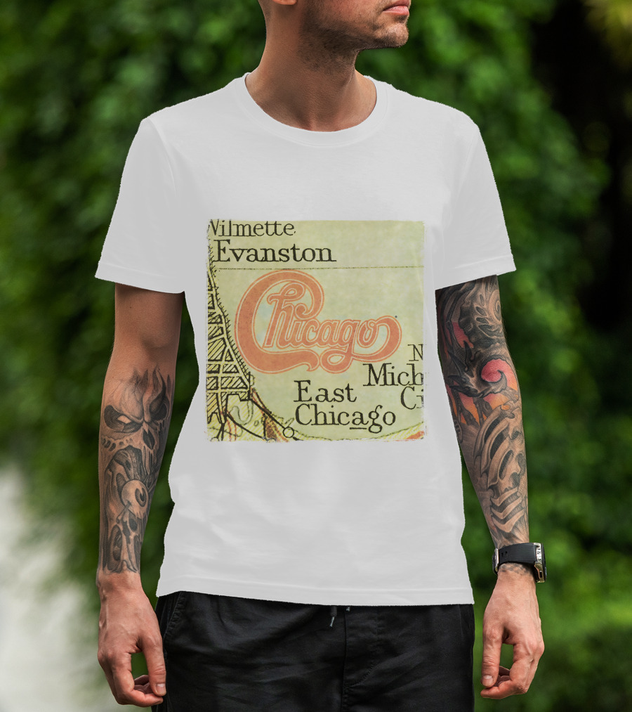 Chicago Map With Wilmette Evanston East Chicago T-Shirt
