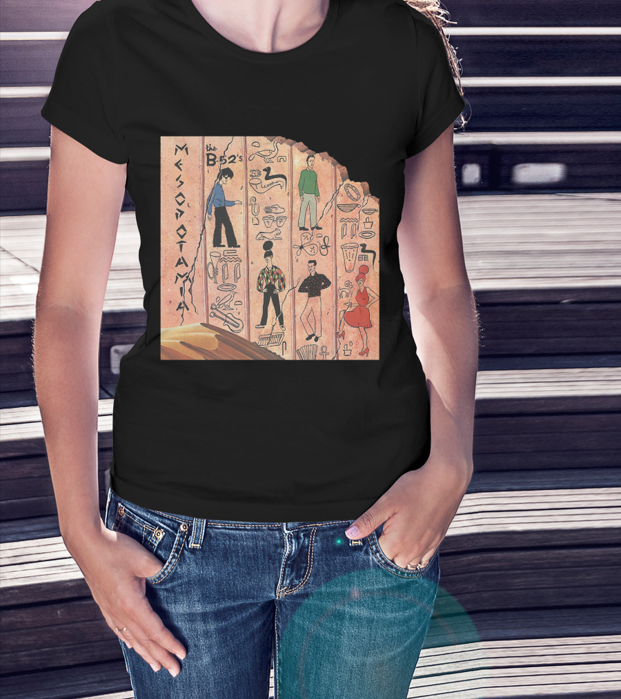 The B-52'S Mesopotamia Album Art With Band Members And Hieroglyphics T-Shirt