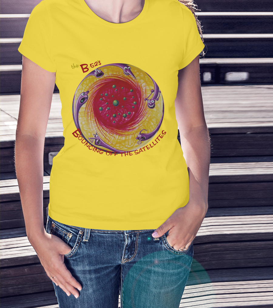 The B52'S Bouncing Off The Satellites Alien Cartoon Orbit T-Shirt