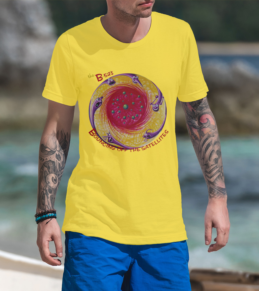 The B52'S Bouncing Off The Satellites Alien Cartoon Orbit T-Shirt